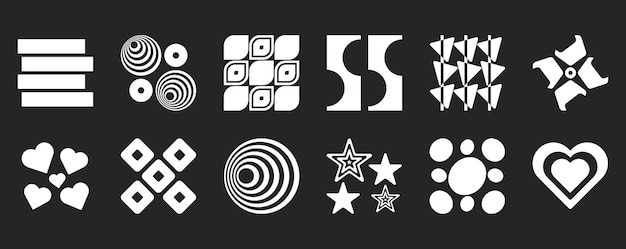 Collection of Geometric and Abstract White Shapes