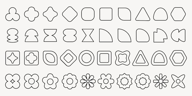 Collection of geometric shapes featuring circles triangles and squares Various geometric shapes in different patterns Shapes include circles and triangles Black shapes vector element set