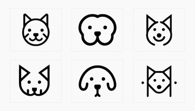 Collection of Minimalist Dog Face Icons