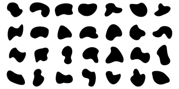 Collection of organic blob shapes Form organic amoeba clumps Collection of irregular round stain