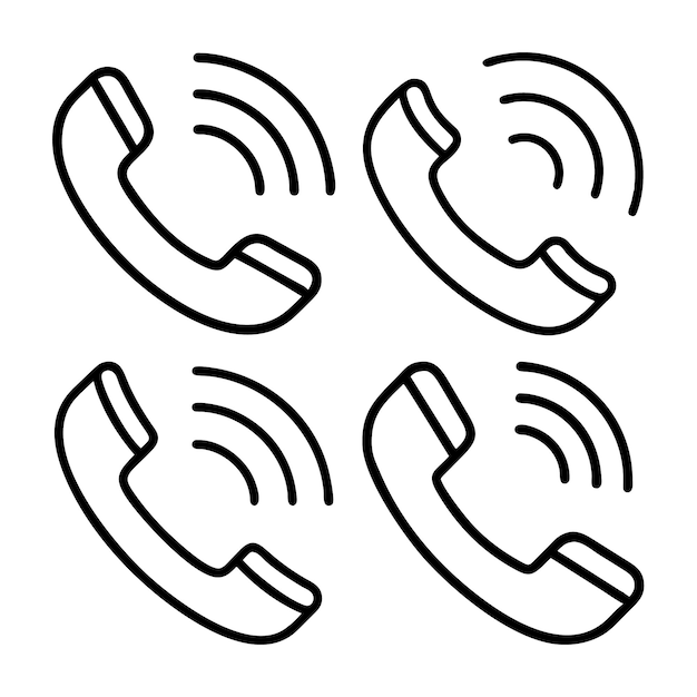 Collection of ringing phone handsets in a retro style