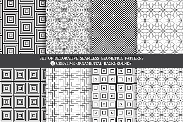 Collection of vector geometric seamless ornament patterns Repeatable backgrounds in different style