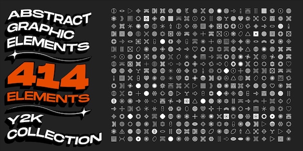 Collection of Y2K elements Big collection of abstract graphic geometric objects ornaments for decoration
