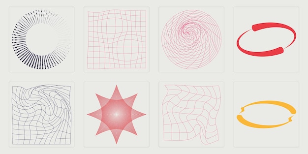 Collection of Y2K elements Brutalism star and flower shapes Flat minimalist icons