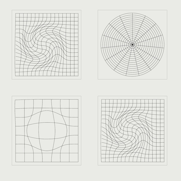Collection of Y2K elements Brutalism star and flower shapes Templates for notes posters