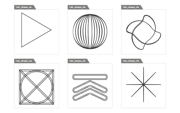 Collection of Y2K elements Extraordinary Graphic Assets Modern abstract forms