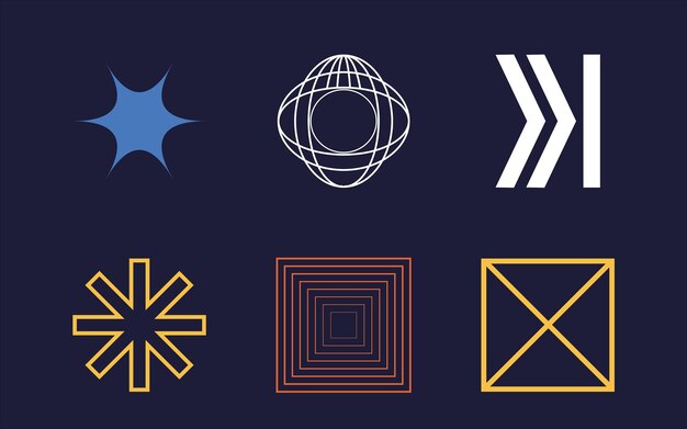 Collection of Y2K elements Retro futuristic graphic ornaments For modern Tshirts designed