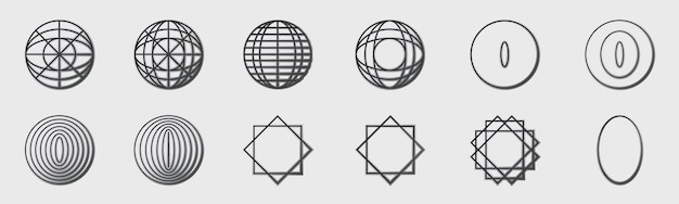 Collection of Y2K elements Trendy geometric design elements ornaments for decoration