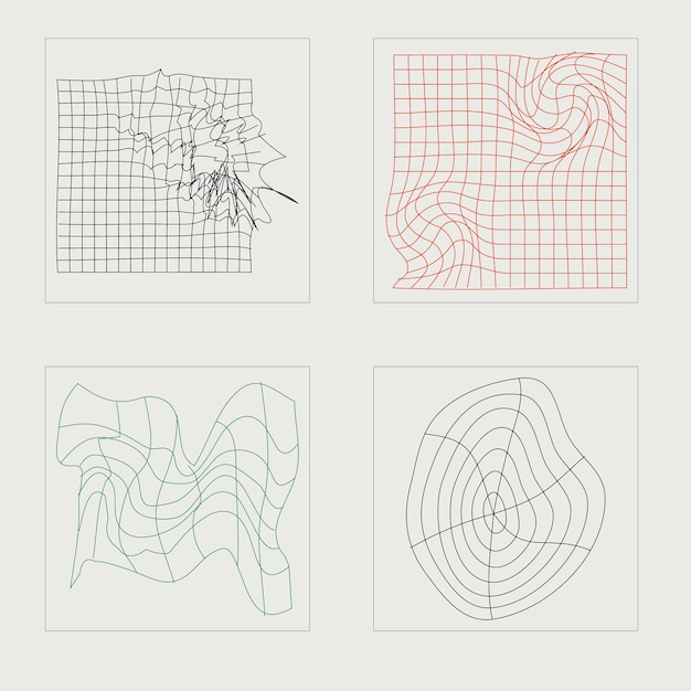 Collection of Y2K elements Trendy geometric postmodern figures Modern abstract forms
