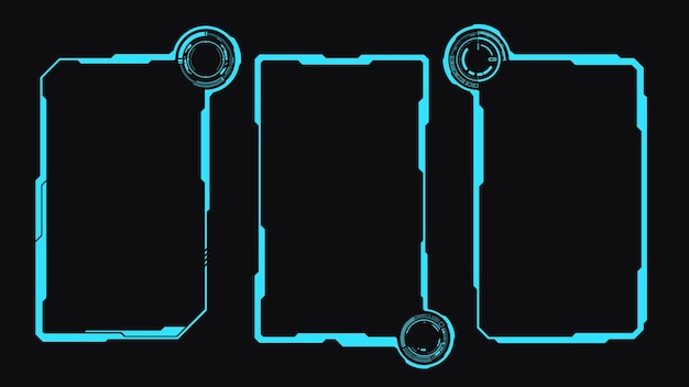 collection scifi elements hud screen futuristic digital interface contol panel blue frame technology
