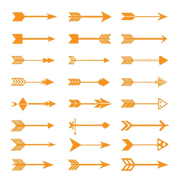 Collection set of arrows with different colors and multi shapes