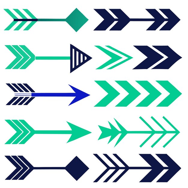 Collection set of arrows with different colors and multi shapes