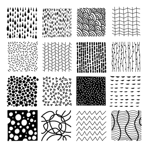 collection texture with variety abstract shapes. backgrounds with ink and marker in hand drawn style