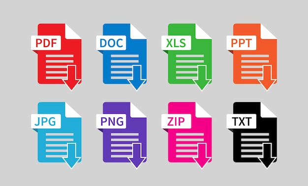 color download file format icons collection
