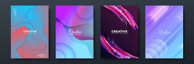 Color gradient backgrounds abstract geometric halftone patterns vector trendy line design Simple minimal elements in halftone color gradient modern pattern backgrounds