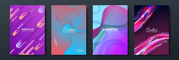 Color gradient backgrounds abstract geometric halftone patterns vector trendy line design Simple minimal elements in halftone color gradient modern pattern backgrounds