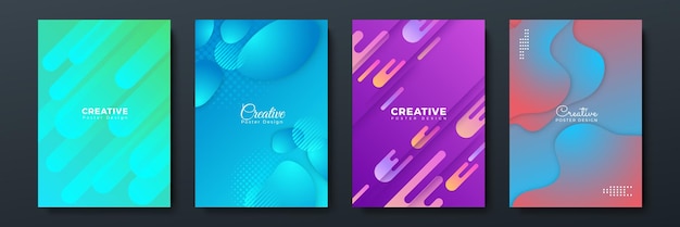Color gradient backgrounds abstract geometric halftone patterns vector trendy line design Simple minimal elements in halftone color gradient modern pattern backgrounds