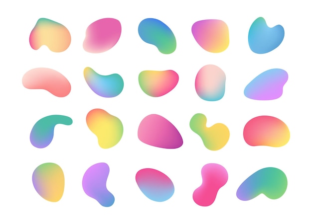 Color gradient fluid formless shapes