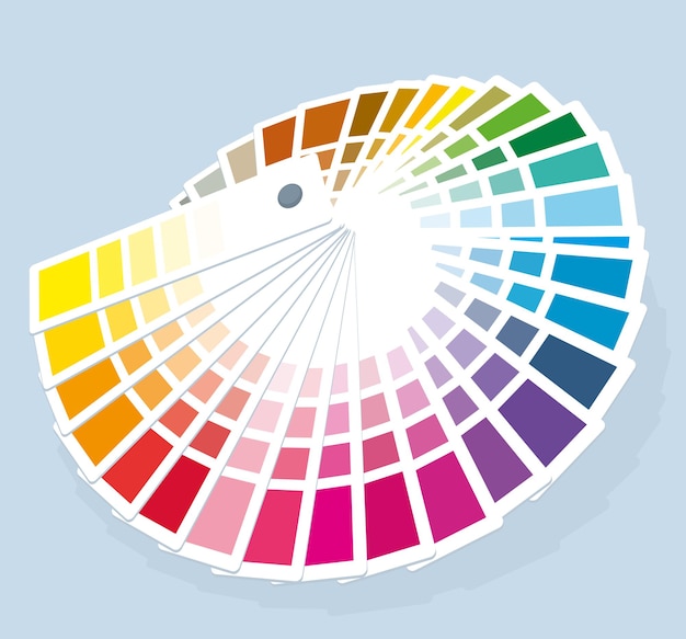 Color palette guide of paint sample, paint selection catalog.