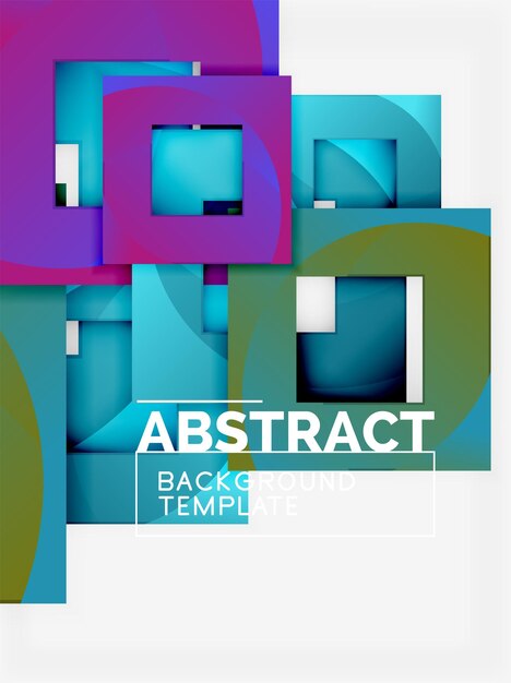 Color square composition with text Geometric abstract background
