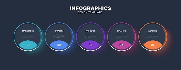 Colored circles infographic design template with 5 steps