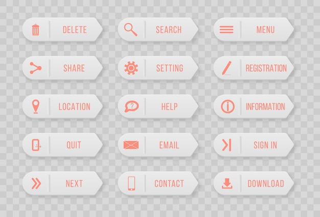 colored rectangular web buttons contact us. design elements for website or app.