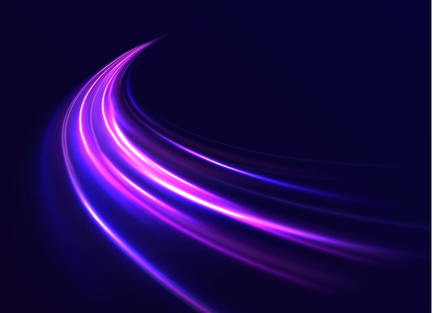 Colored shiny sparks of spiral wave Curved bright speed line swirls