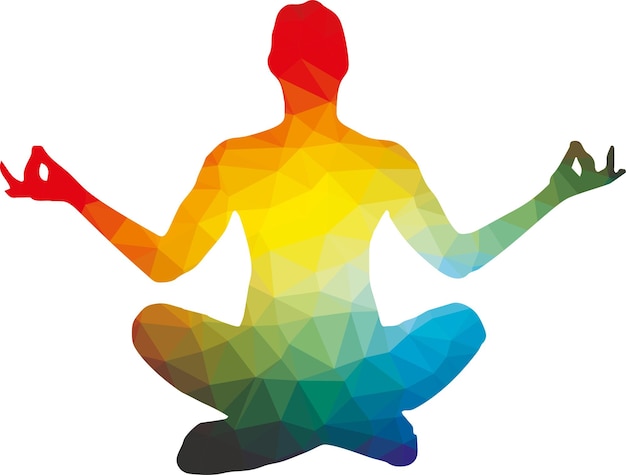 Colored Silhouette Of Lotus Position In Yoga Isolated On White Background