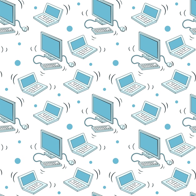 Colored vector pattern consisting of a computer and a laptop