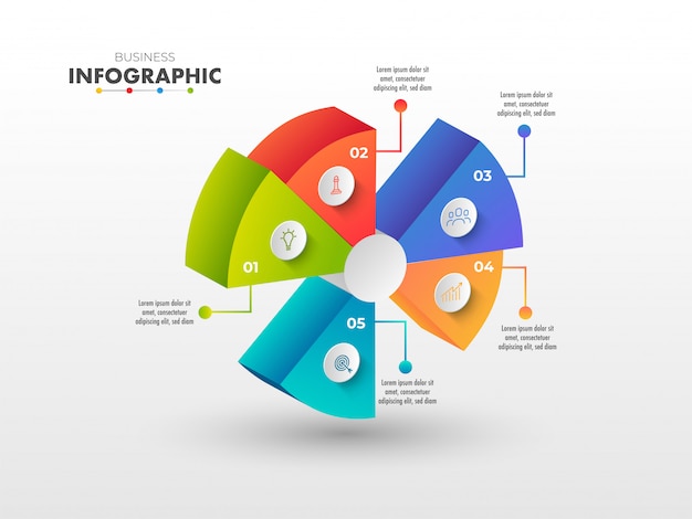 Colorful 3D Statistical pie chart 