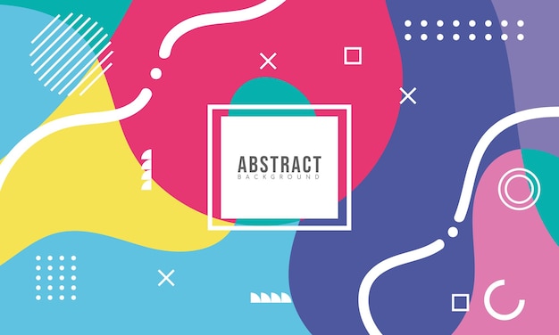 Colorful Abstract Memphis Fluid and Geometric Background Vector