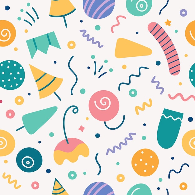 Colorful abstract seamless pattern with party elements