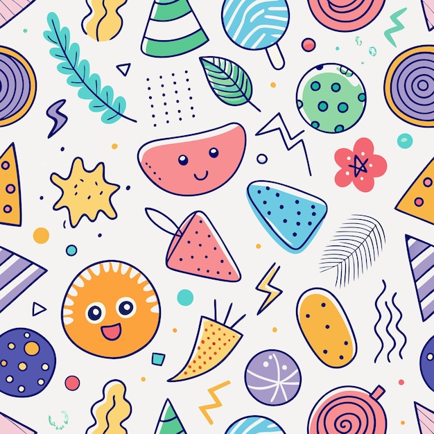 Colorful Abstract Shapes Patterns Seamless Vector Illustration