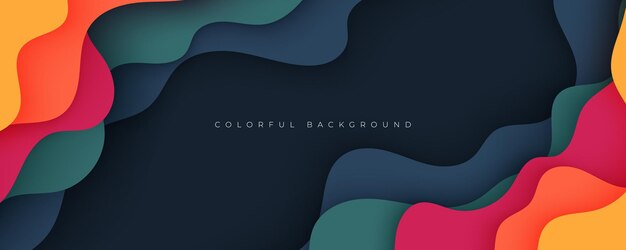 Colorful abstract wavy papercut layers background gradient shape design vector