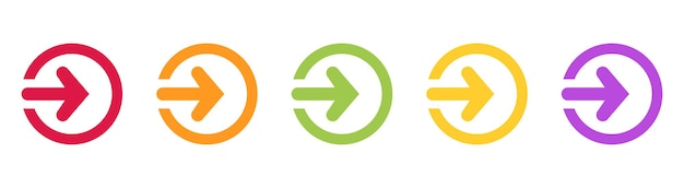 Colorful arrow icon in circle Collection colored arrow with shadow