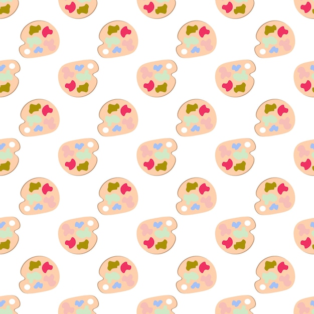Colorful artistic palette Vector seamless pattern Stationery for artist Perfect print