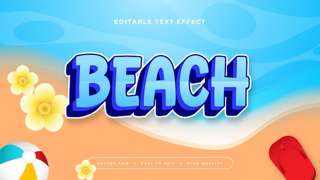 Colorful beach 3d editable text effect font style