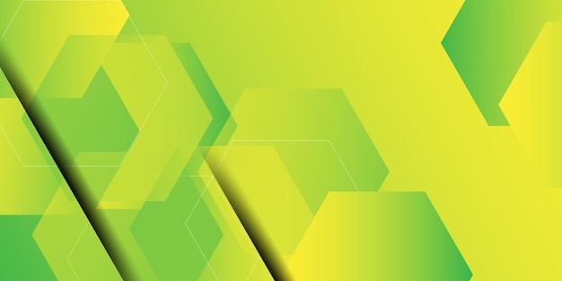 Colorful bright green background with hexagon shapes and lines Hexagon illustration with simple pat