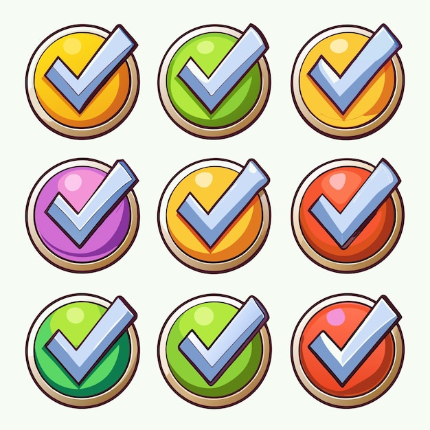 Colorful Check Mark Icons for Approval and Confirmation