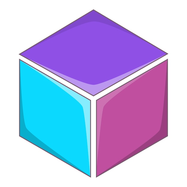 Colorful cube icon Cartoon illustration of cube vector icon for web design