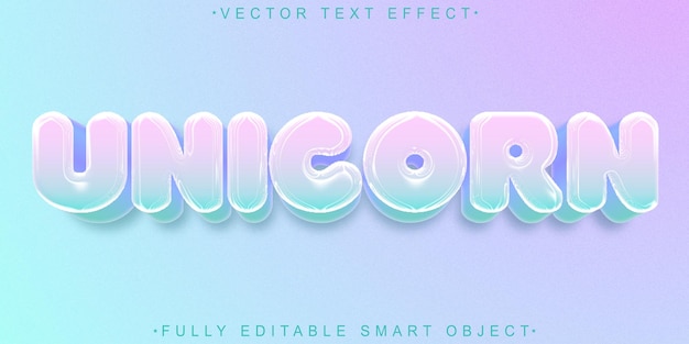 colorful cute unicorn vector fully editable smart object text effect