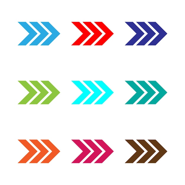 Colorful directional arrow icons set Vector arrow symbols isolated on white background