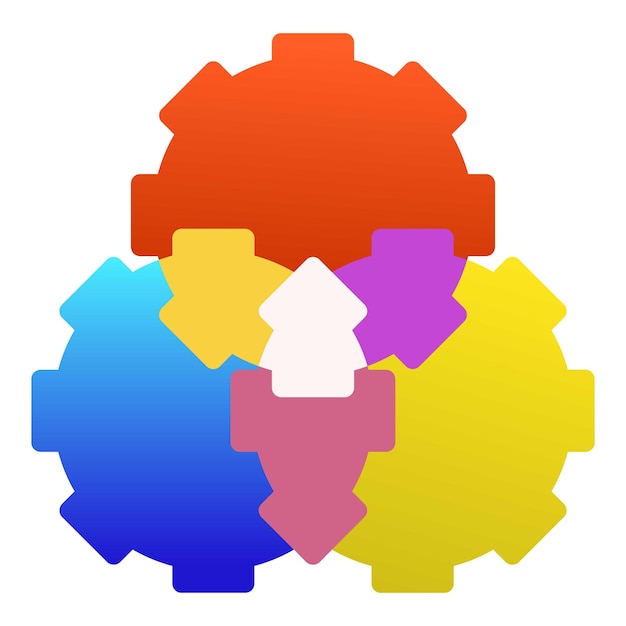 Colorful gears interlocking showing teamwork and collaboration