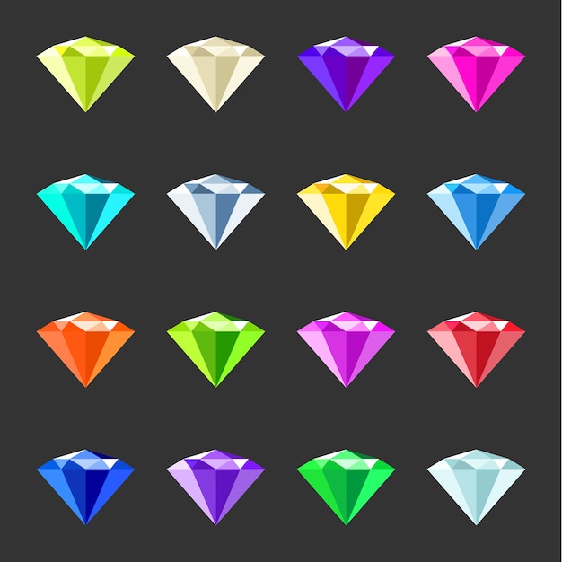 Colorful gems set. Jewelry crystals collection. Different gemstones