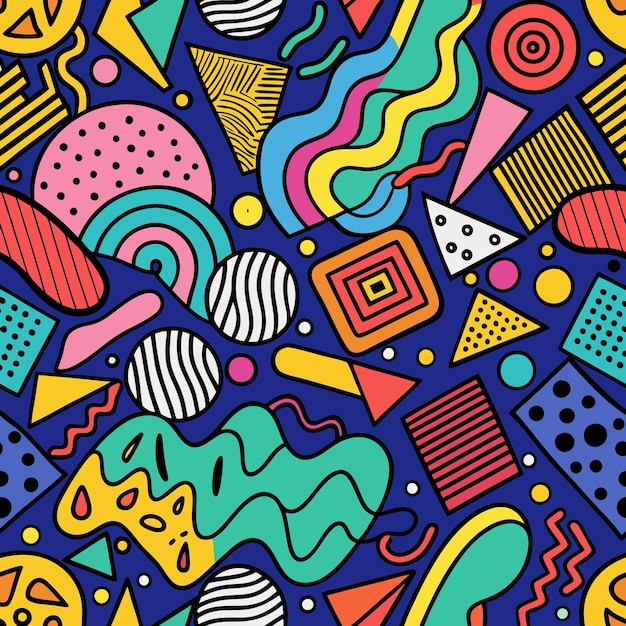 Colorful Geometric Shapes Seamless Pattern Design