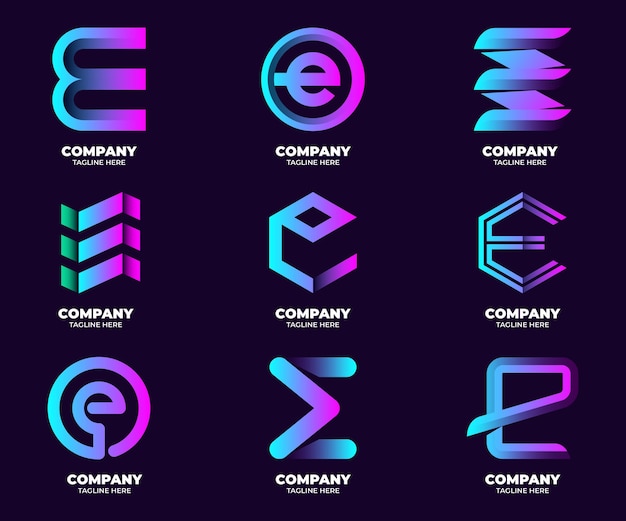 colorful gradient e logo collection