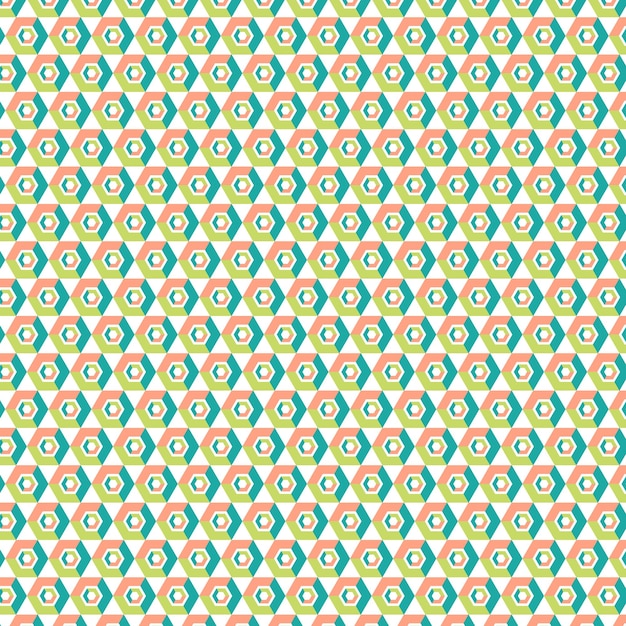 Colorful Hexagon Geometric Repeat Pattern