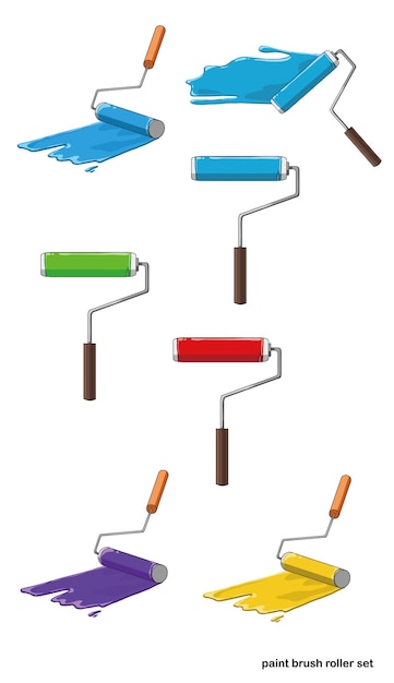 colorful illustration of paint roller available in various angles