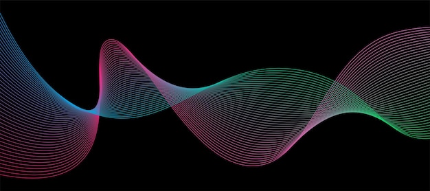 colorful motion sound wave on a dark background Vector illustration