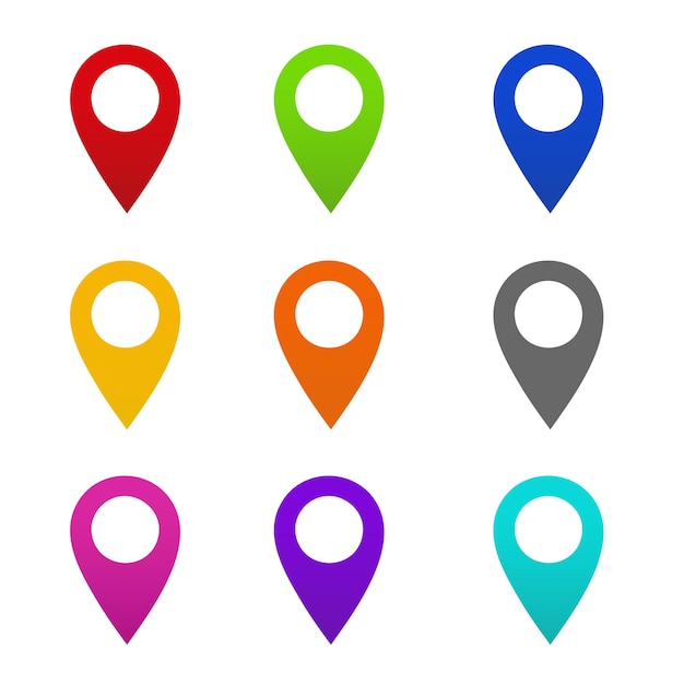 colorful pin location icons